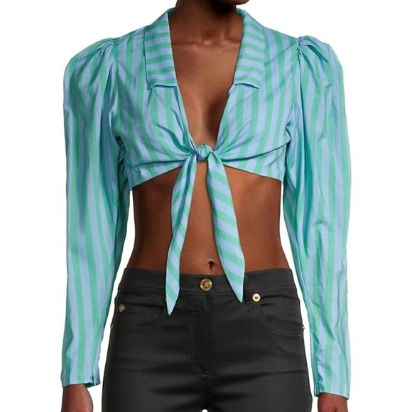 WeWoreWhat Tops - WeWoreWhat Striped Cropped Cotton-Blend Top size M new with tags in bag